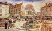 Ludovic Piette The Market Outside Pontoise Town hall oil painting picture wholesale